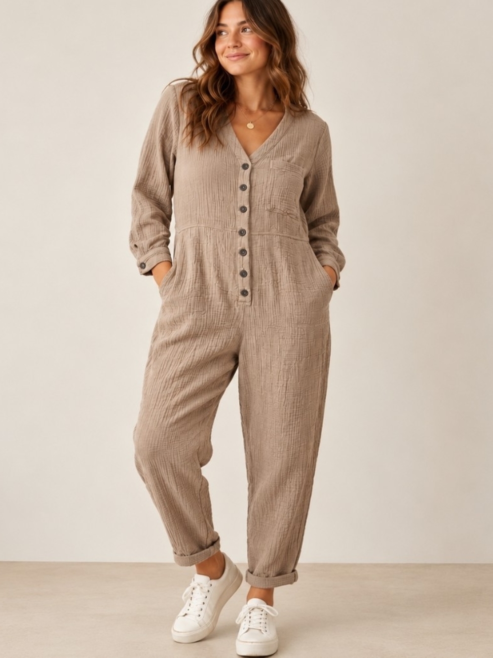 Madewell XXL Lightspun Double Gauze Coverall Jumpsuit Brown Cotton Utility